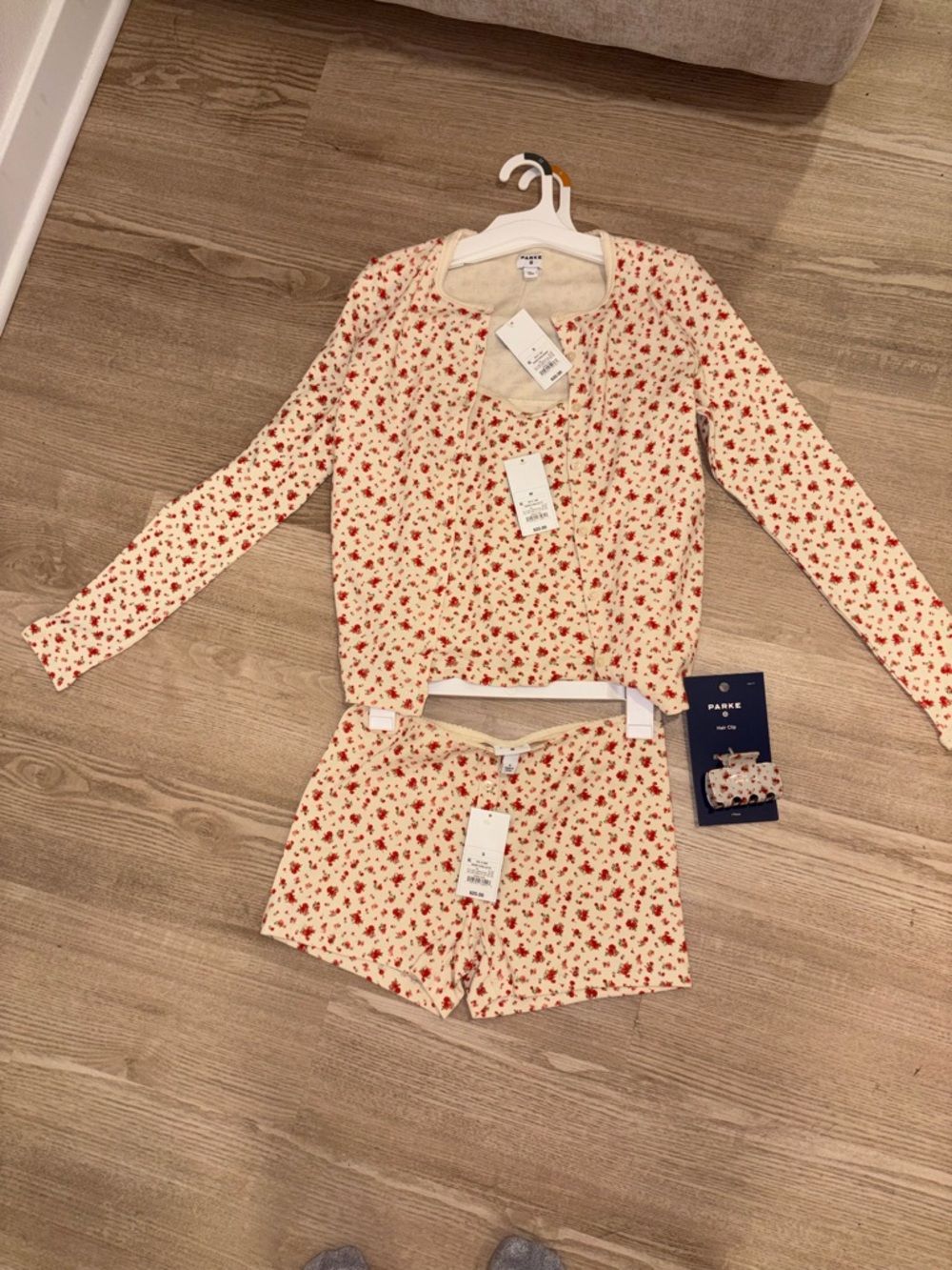 Target Parke Cream Floral Long-Sleeve Pajama Set with Shorts